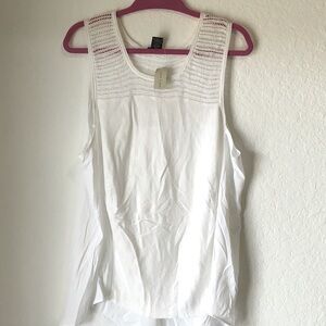 Ann Taylor Sleeveless Crochet / Knit White Top
